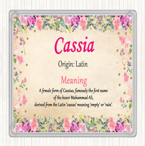 Cassia Name Meaning Drinks Mat Coaster Floral