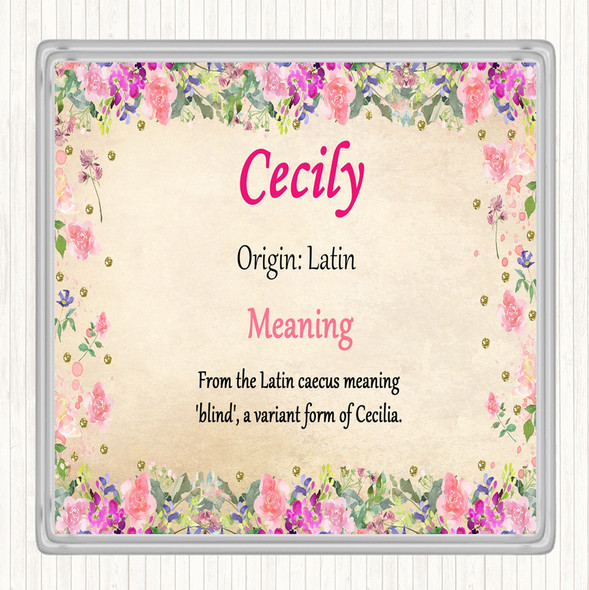 Cecily Name Meaning Drinks Mat Coaster Floral