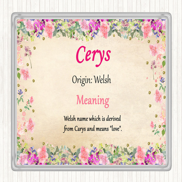 Cerys Name Meaning Drinks Mat Coaster Floral