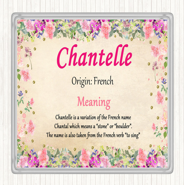 Chantelle Name Meaning Drinks Mat Coaster Floral