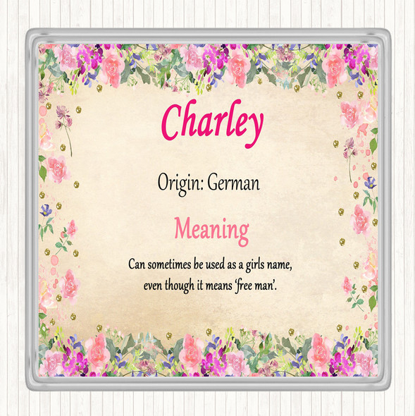 Charley Name Meaning Drinks Mat Coaster Floral