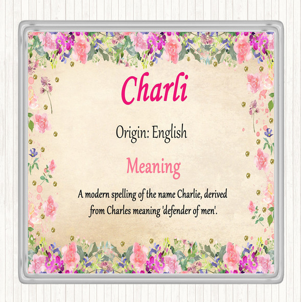 Charli Name Meaning Drinks Mat Coaster Floral
