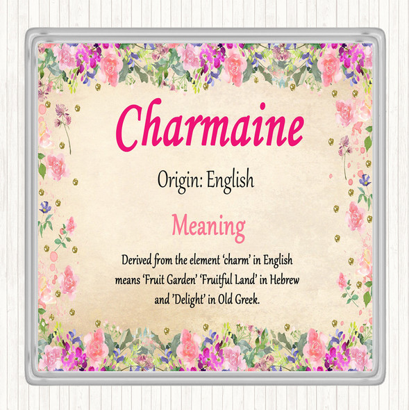 Charmaine Name Meaning Drinks Mat Coaster Floral