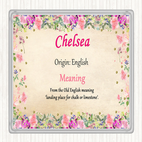 Chelsea Name Meaning Drinks Mat Coaster Floral