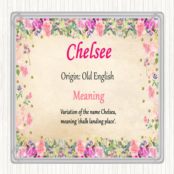 Chelsee Name Meaning Drinks Mat Coaster Floral