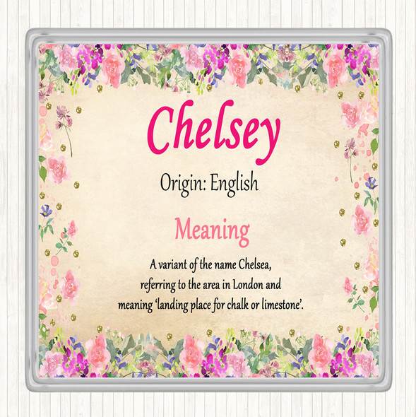 Chelsey Name Meaning Drinks Mat Coaster Floral