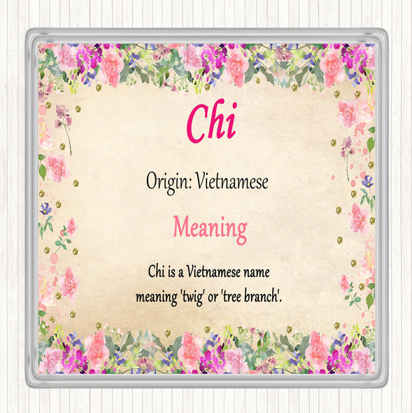 Chi Name Meaning Drinks Mat Coaster Floral
