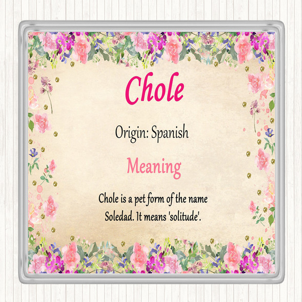 Chole Name Meaning Drinks Mat Coaster Floral