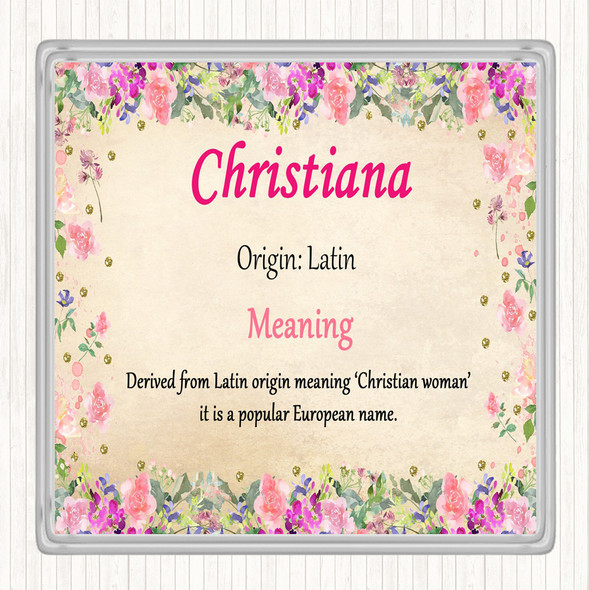 Christiana Name Meaning Drinks Mat Coaster Floral