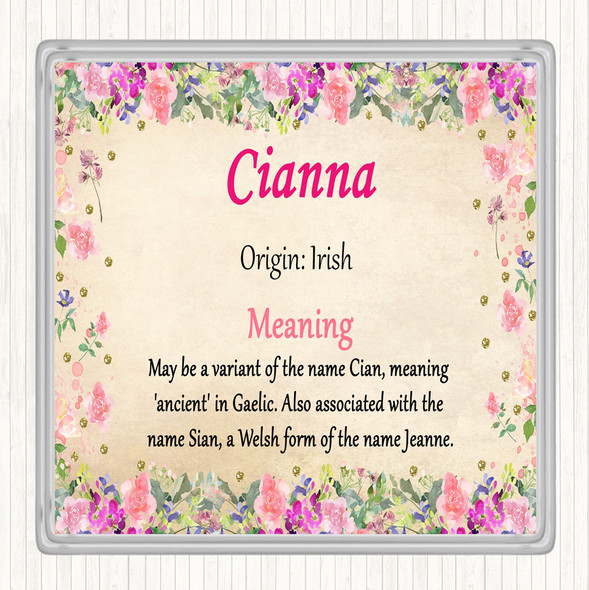Cianna Name Meaning Drinks Mat Coaster Floral