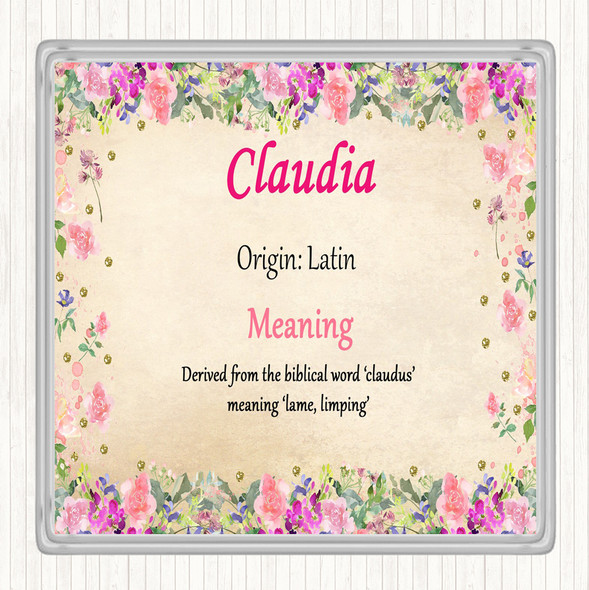 Claudia Name Meaning Drinks Mat Coaster Floral