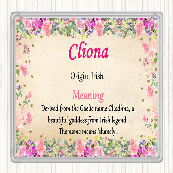 Cliona Name Meaning Drinks Mat Coaster Floral