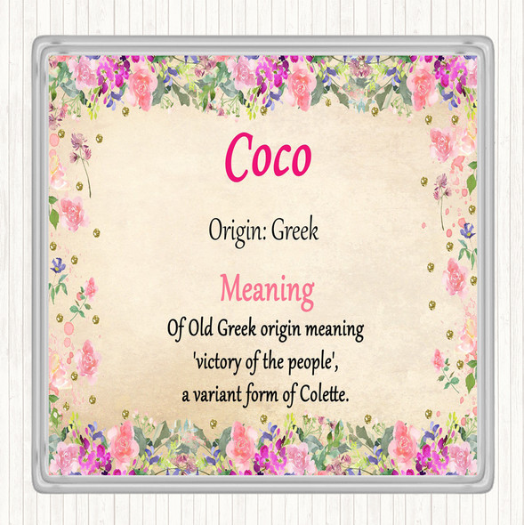 Coco Name Meaning Drinks Mat Coaster Floral