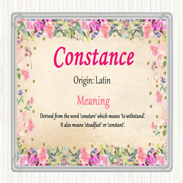 Constance Name Meaning Drinks Mat Coaster Floral