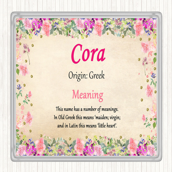 Cora Name Meaning Drinks Mat Coaster Floral