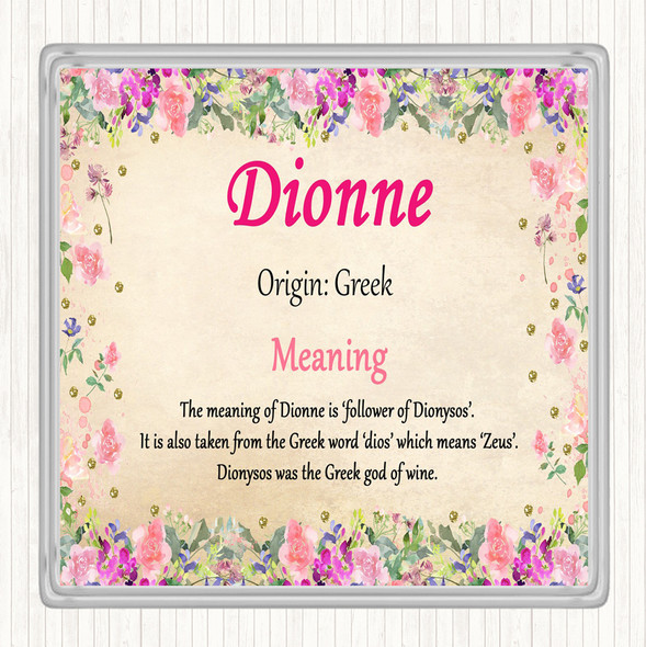 Dionne Name Meaning Drinks Mat Coaster Floral
