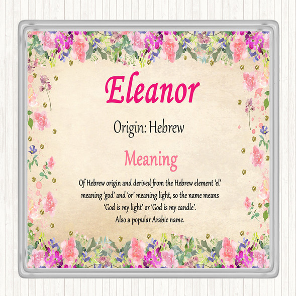 Eleanor Name Meaning Drinks Mat Coaster Floral