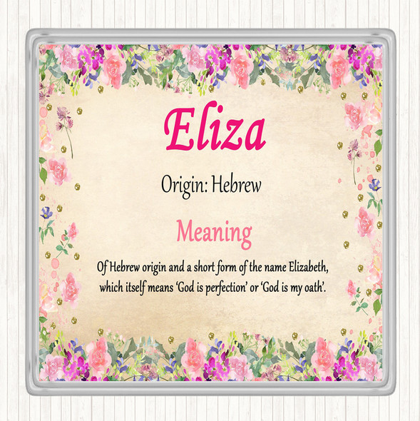 Eliza Name Meaning Drinks Mat Coaster Floral