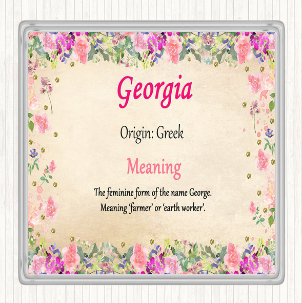 Georgia Name Meaning Drinks Mat Coaster Floral