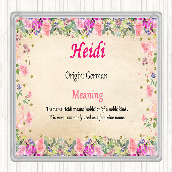 Heidi Name Meaning Drinks Mat Coaster Floral