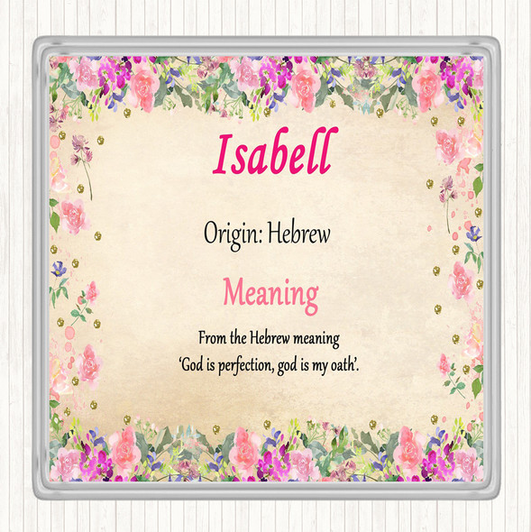 Isabell Name Meaning Drinks Mat Coaster Floral