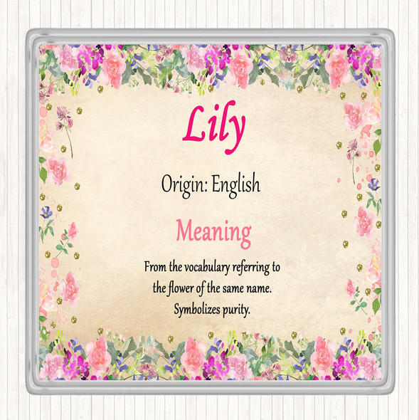 Lily Name Meaning Drinks Mat Coaster Floral