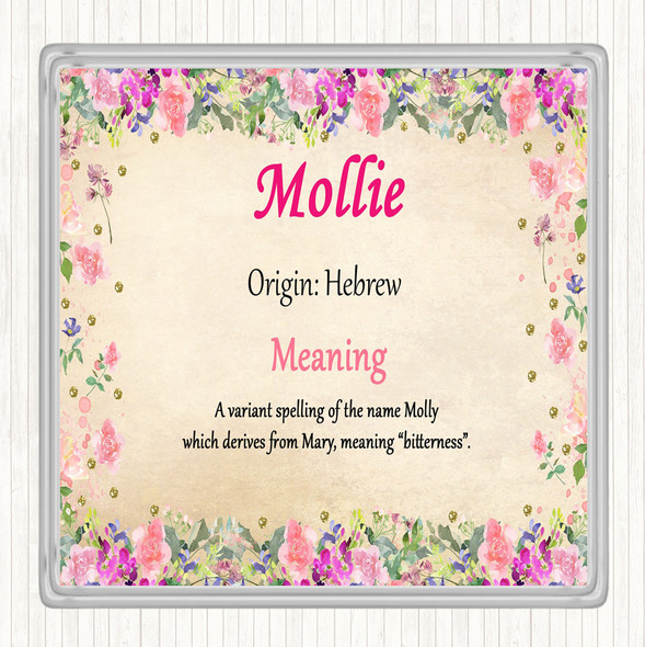 Mollie Name Meaning Drinks Mat Coaster Floral