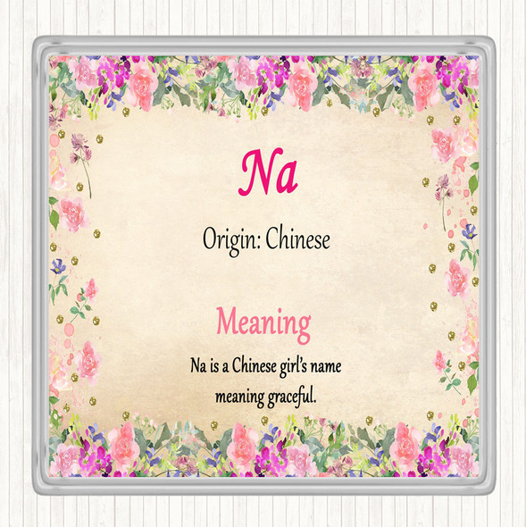 Na Name Meaning Drinks Mat Coaster Floral