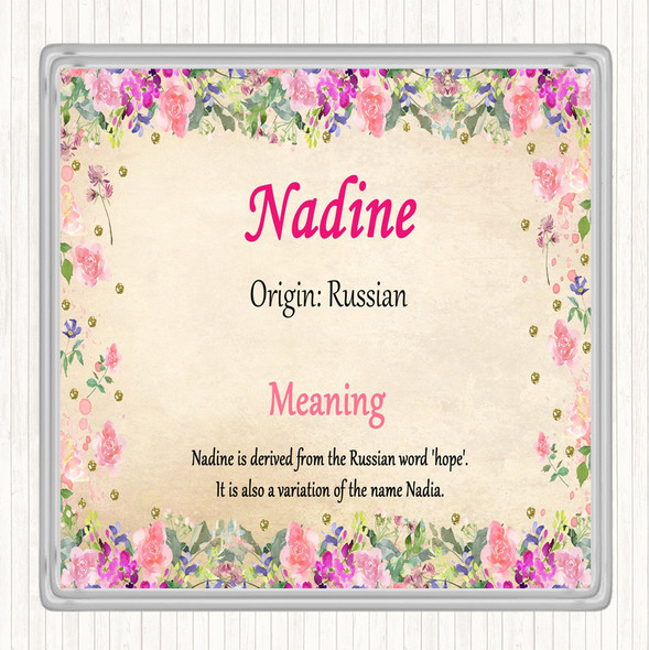 Nadine Name Meaning Drinks Mat Coaster Floral