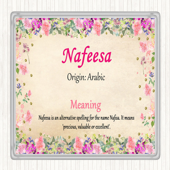 Nafeesa Name Meaning Drinks Mat Coaster Floral
