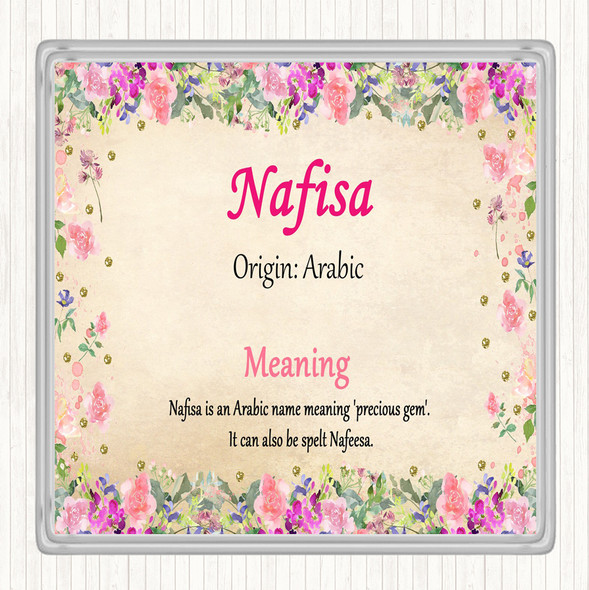 Nafisa Name Meaning Drinks Mat Coaster Floral