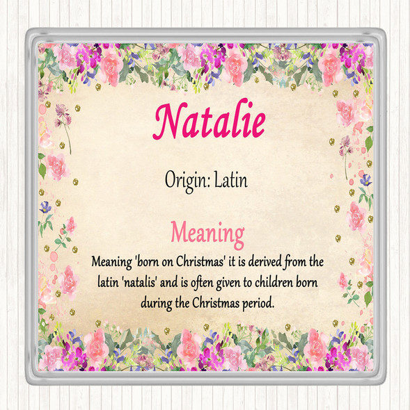 Natalie Name Meaning Drinks Mat Coaster Floral