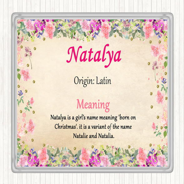 Natalya Name Meaning Drinks Mat Coaster Floral