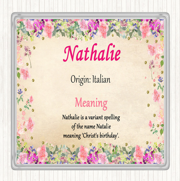 Nathalie Name Meaning Drinks Mat Coaster Floral
