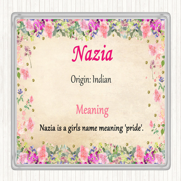 Nazia Name Meaning Drinks Mat Coaster Floral