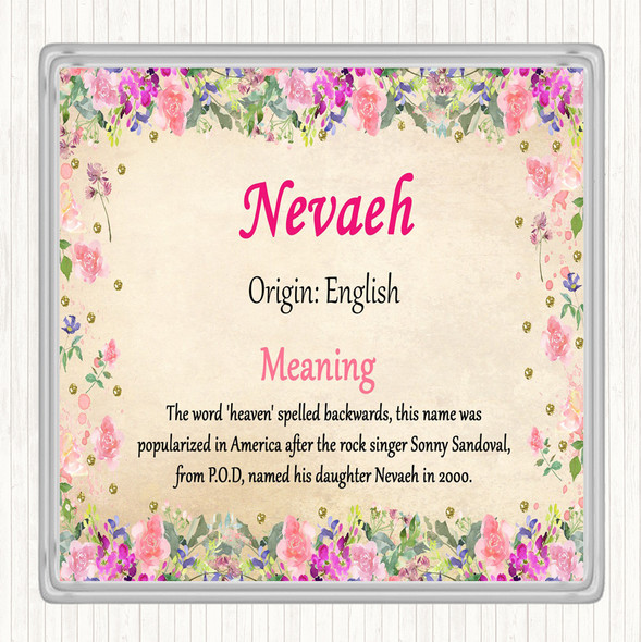 Nevaeh Name Meaning Drinks Mat Coaster Floral