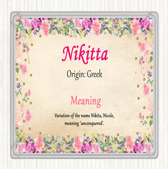 Nikitta Name Meaning Drinks Mat Coaster Floral