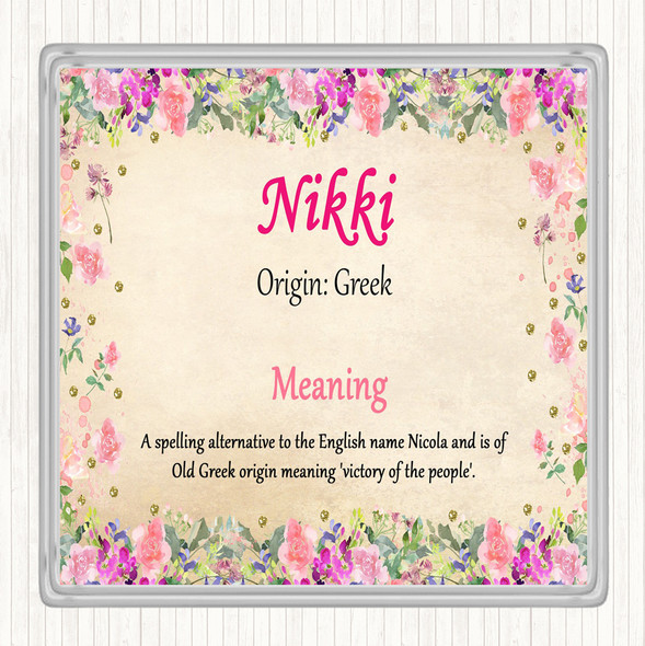 Nikki Name Meaning Drinks Mat Coaster Floral