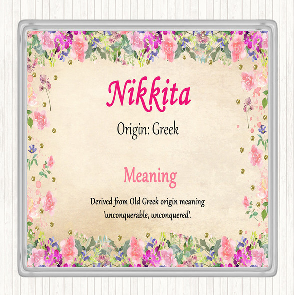 Nikkita Name Meaning Drinks Mat Coaster Floral