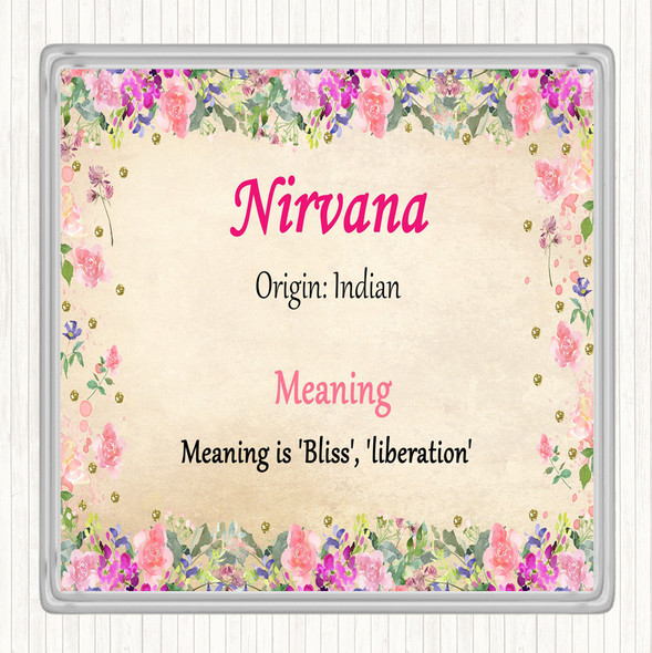 Nirvana Name Meaning Drinks Mat Coaster Floral