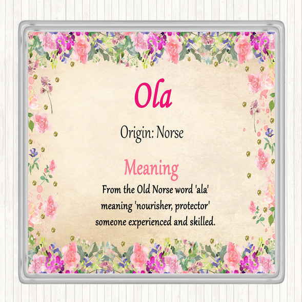 Ola Name Meaning Drinks Mat Coaster Floral