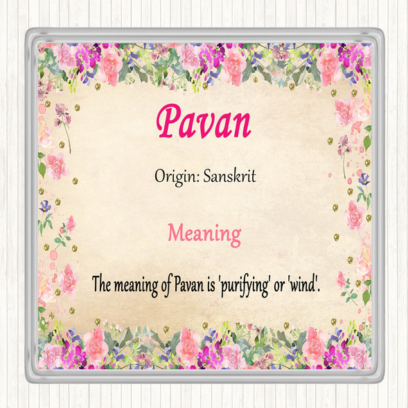 Pavan Name Meaning Drinks Mat Coaster Floral