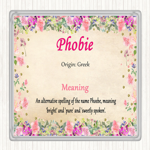 Phobie Name Meaning Drinks Mat Coaster Floral