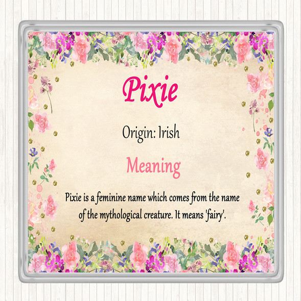 Pixie Name Meaning Drinks Mat Coaster Floral