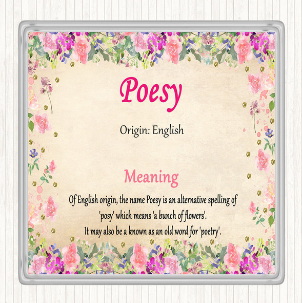 Poesy Name Meaning Drinks Mat Coaster Floral