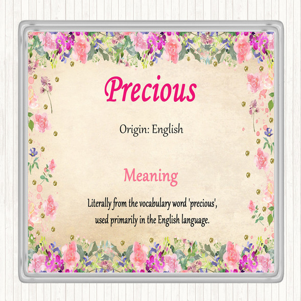 Precious Name Meaning Drinks Mat Coaster Floral