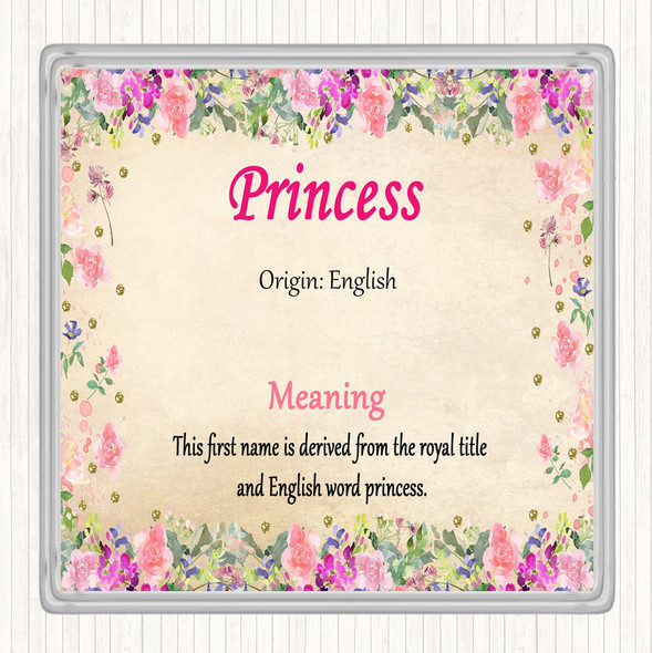 Princess Name Meaning Drinks Mat Coaster Floral