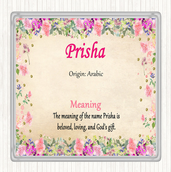 Prisha Name Meaning Drinks Mat Coaster Floral