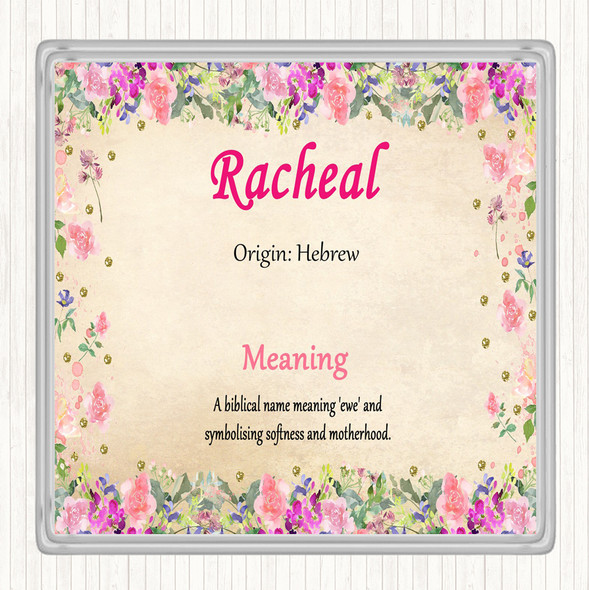 Racheal Name Meaning Drinks Mat Coaster Floral