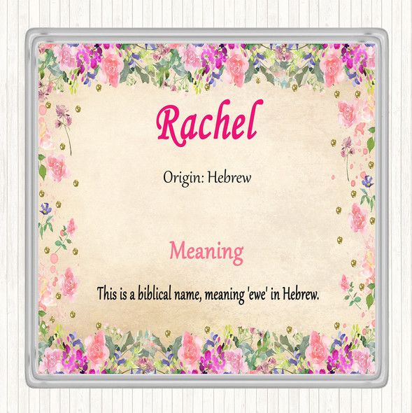 Rachel Name Meaning Drinks Mat Coaster Floral